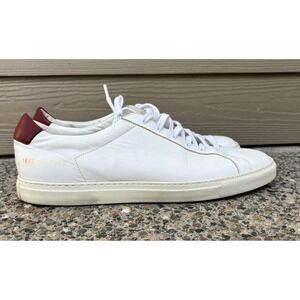 Common Projects Achilles Retro Low White Burgundy Leather Sneakers 1885 EU 42